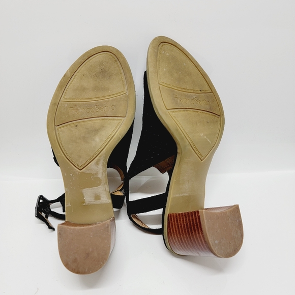 Franco Sarto Harlet2 Perforated Leather  Suede Slingback Block Heel Sandal Sz 6M - Picture 6 of 9